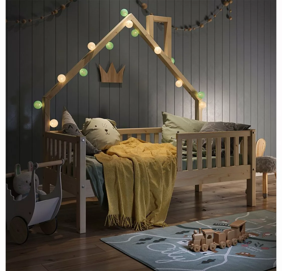 VitaliSpa® Hausbett Kinderbett Spielbett Noemi 70x140cm Natur Rausfallschut günstig online kaufen