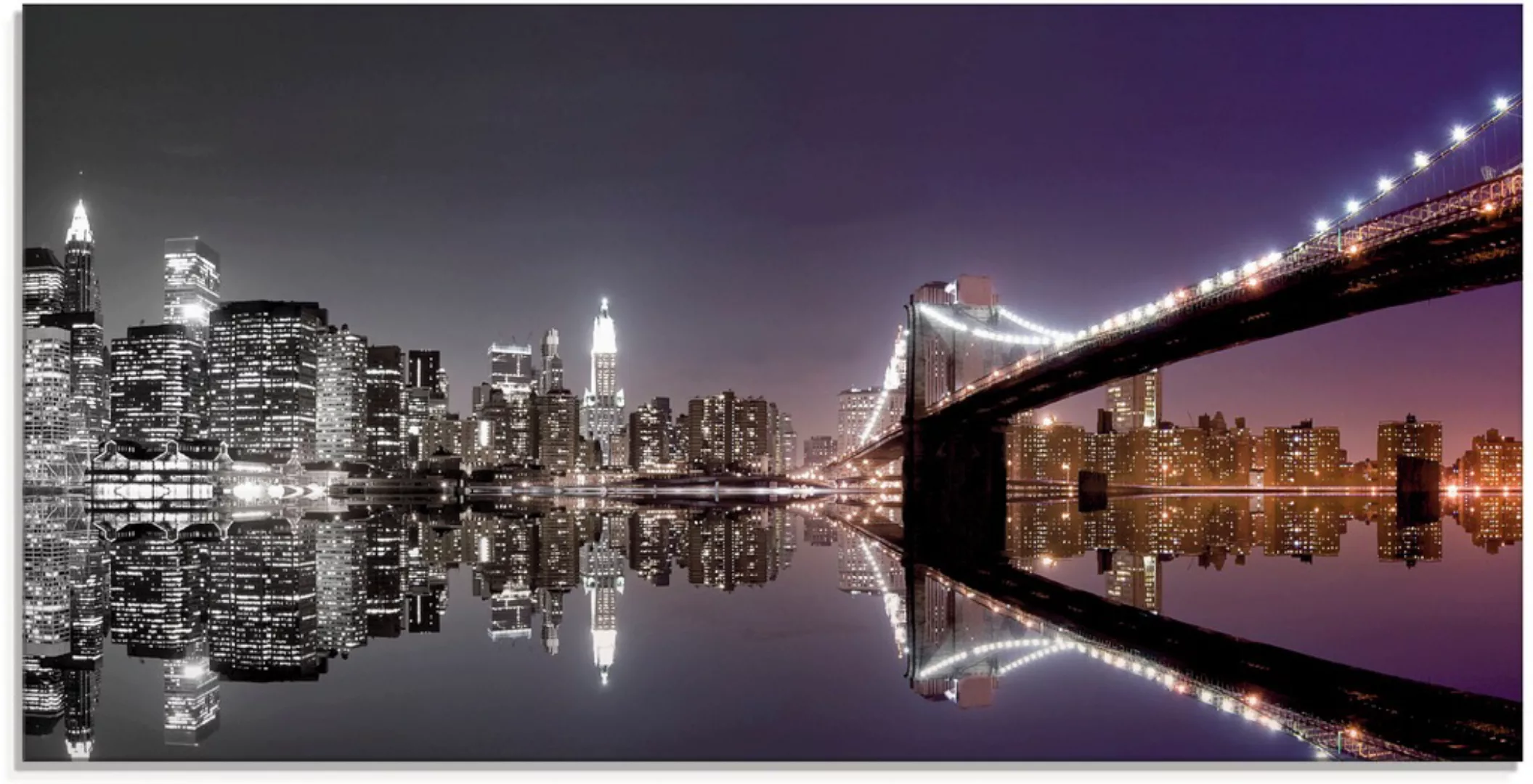 Artland Glasbild "New York Skyline nächtliche Reflektion", Amerika, (1 St.) günstig online kaufen