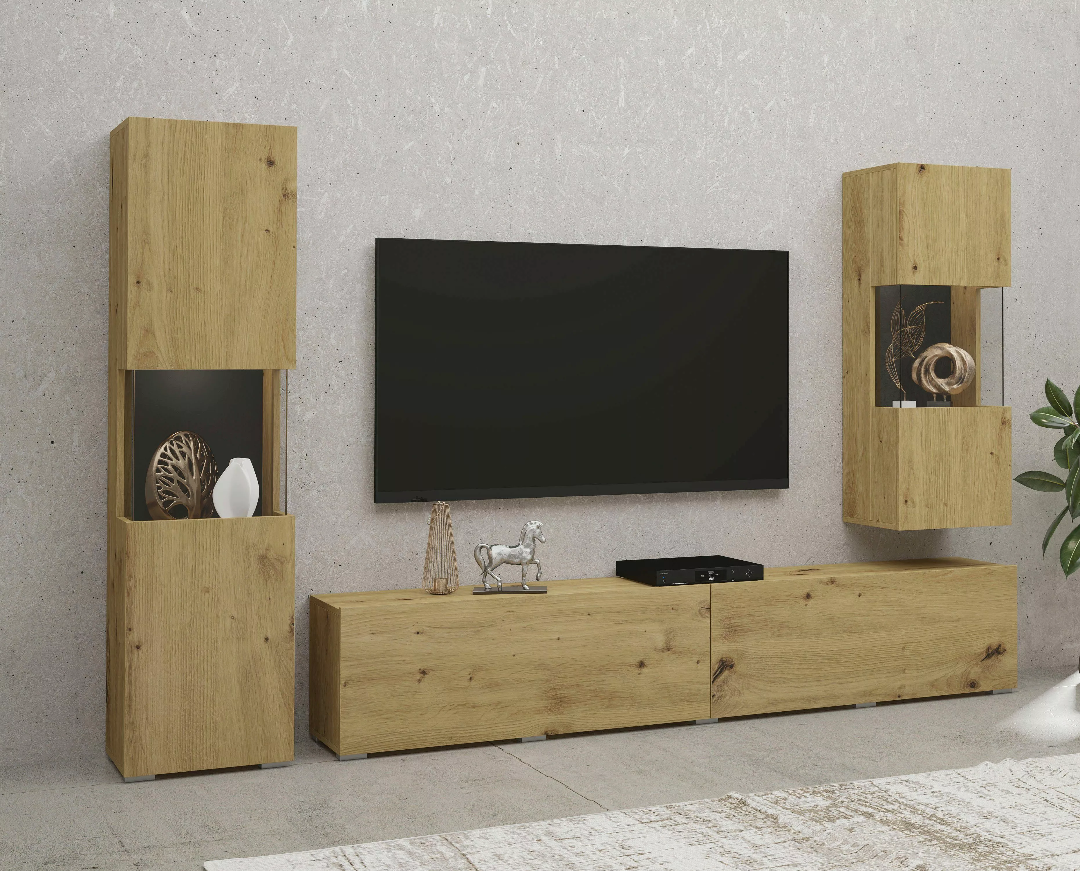 INOSIGN Wohnwand "Ava, Wohnzimmer-Set hängend/stehend montierbar, Vitrine, günstig online kaufen