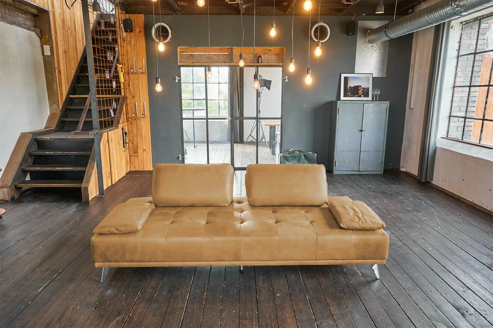 KAWOLA Schlafsofa WIOLO, Couch Daybed Leder mit oder ohne Hocker verschiede günstig online kaufen