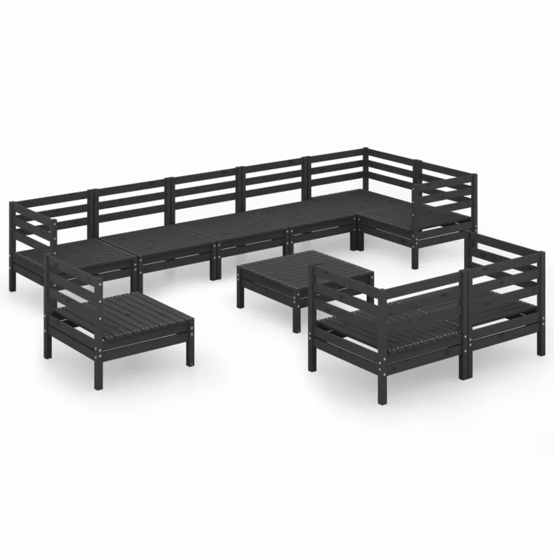 10-tlg. Garten-lounge-set Massivholz Kiefer Schwarz günstig online kaufen