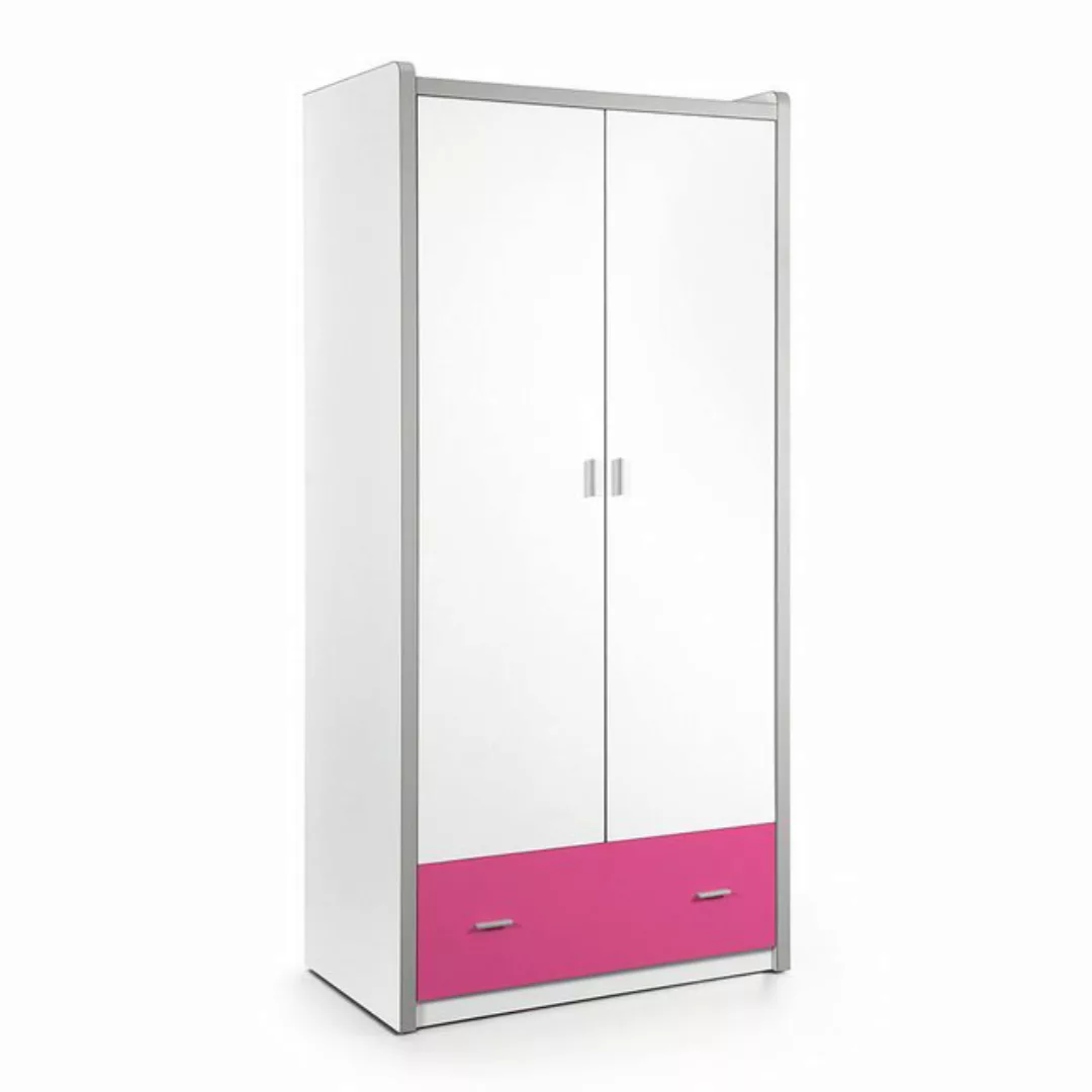 Kleiderschrank BONNY-12, 2-trg., 100cm, Weiß Fuchsia günstig online kaufen