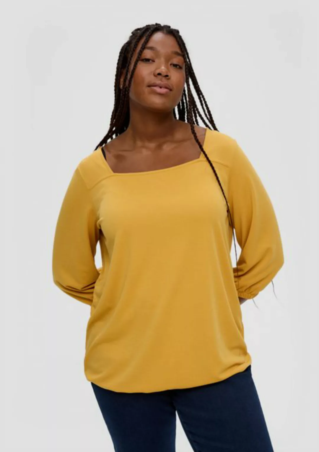 TRIANGLE 3/4-Arm-Shirt Blusenshirt mit Piquéstruktur Logo günstig online kaufen