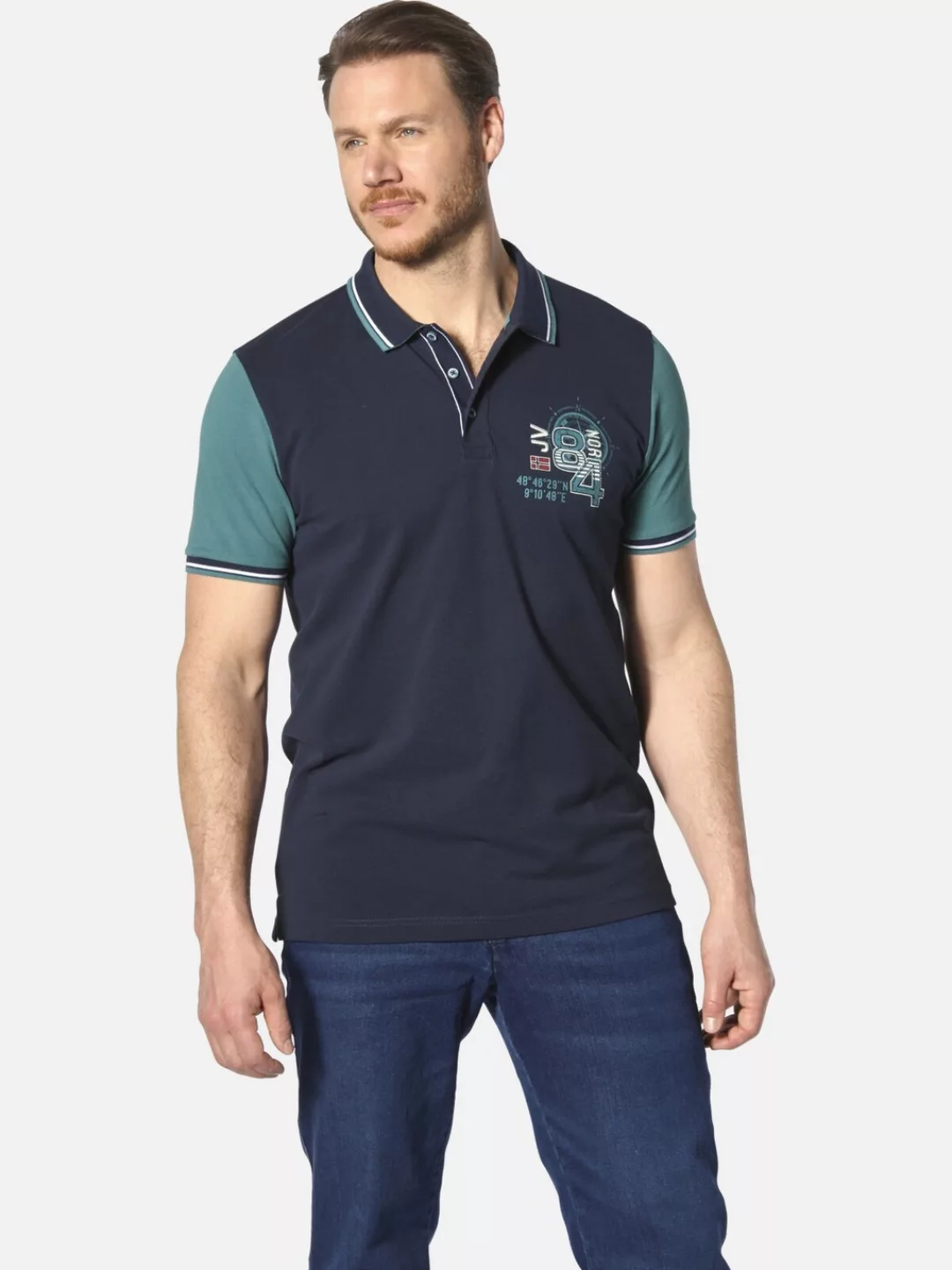 Jan Vanderstorm Poloshirt "Poloshirt OLEJORN", mit kontrastfarbenen Ärmeln günstig online kaufen