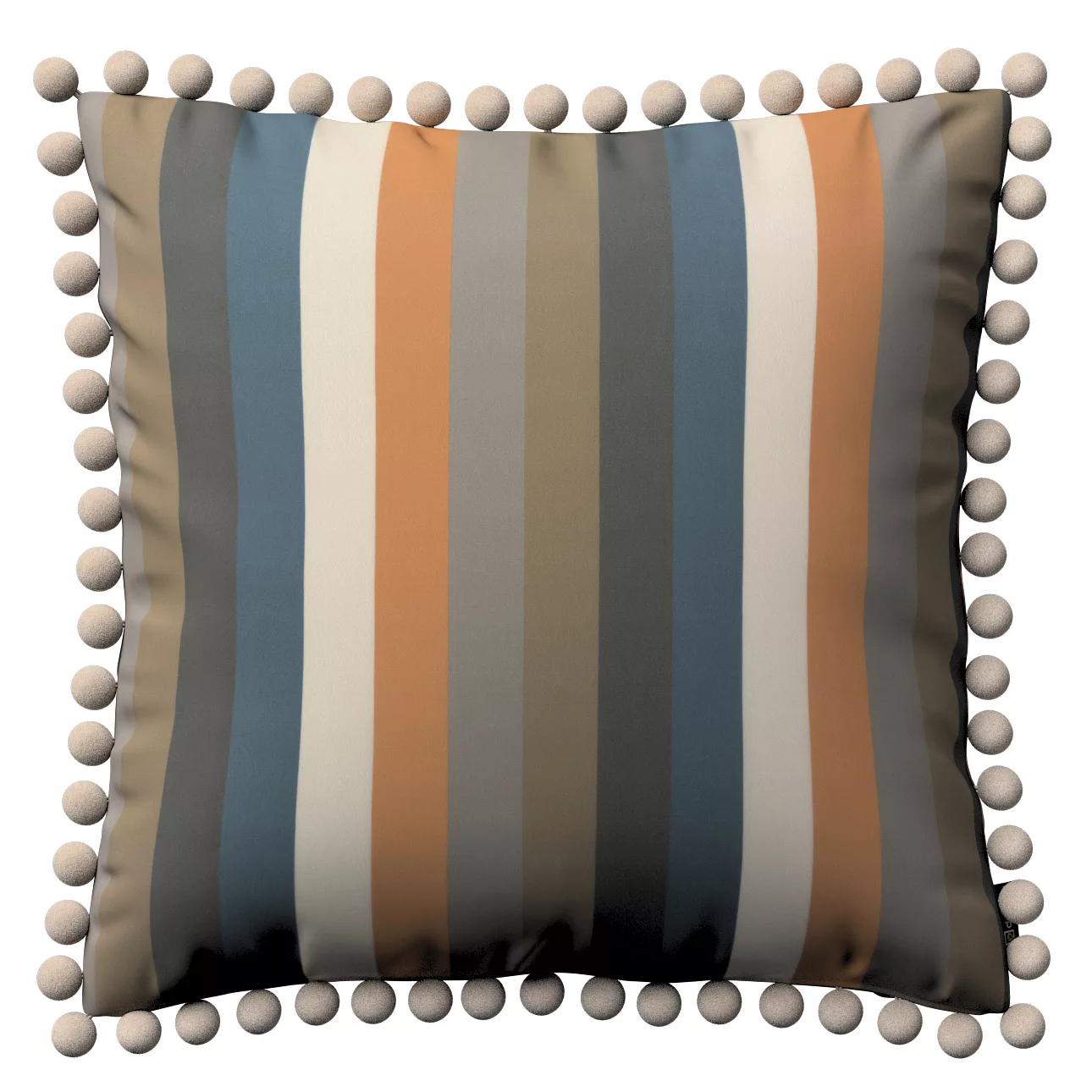 Kissenhülle Wera mit Bommeln, orange-braun-blau, 45 x 45 cm, Vintage 70's ( günstig online kaufen