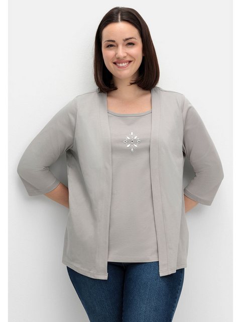 Sheego 2-in-1-Shirt Große Größen mit 3/4-Ärmeln und Glitzerdetail günstig online kaufen