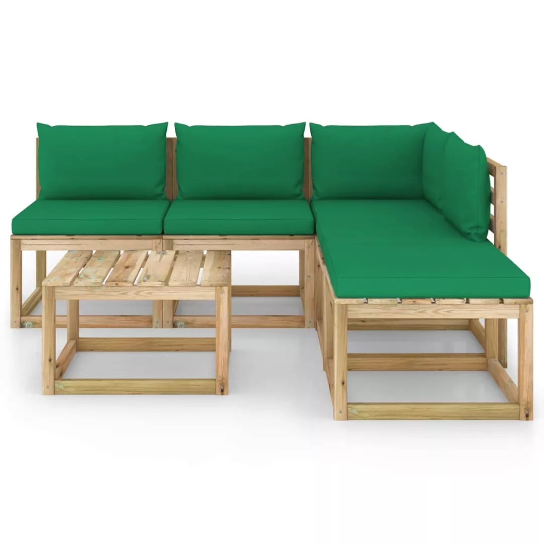 6-tlg. Garten-lounge-set Mit Grünen Kissen günstig online kaufen