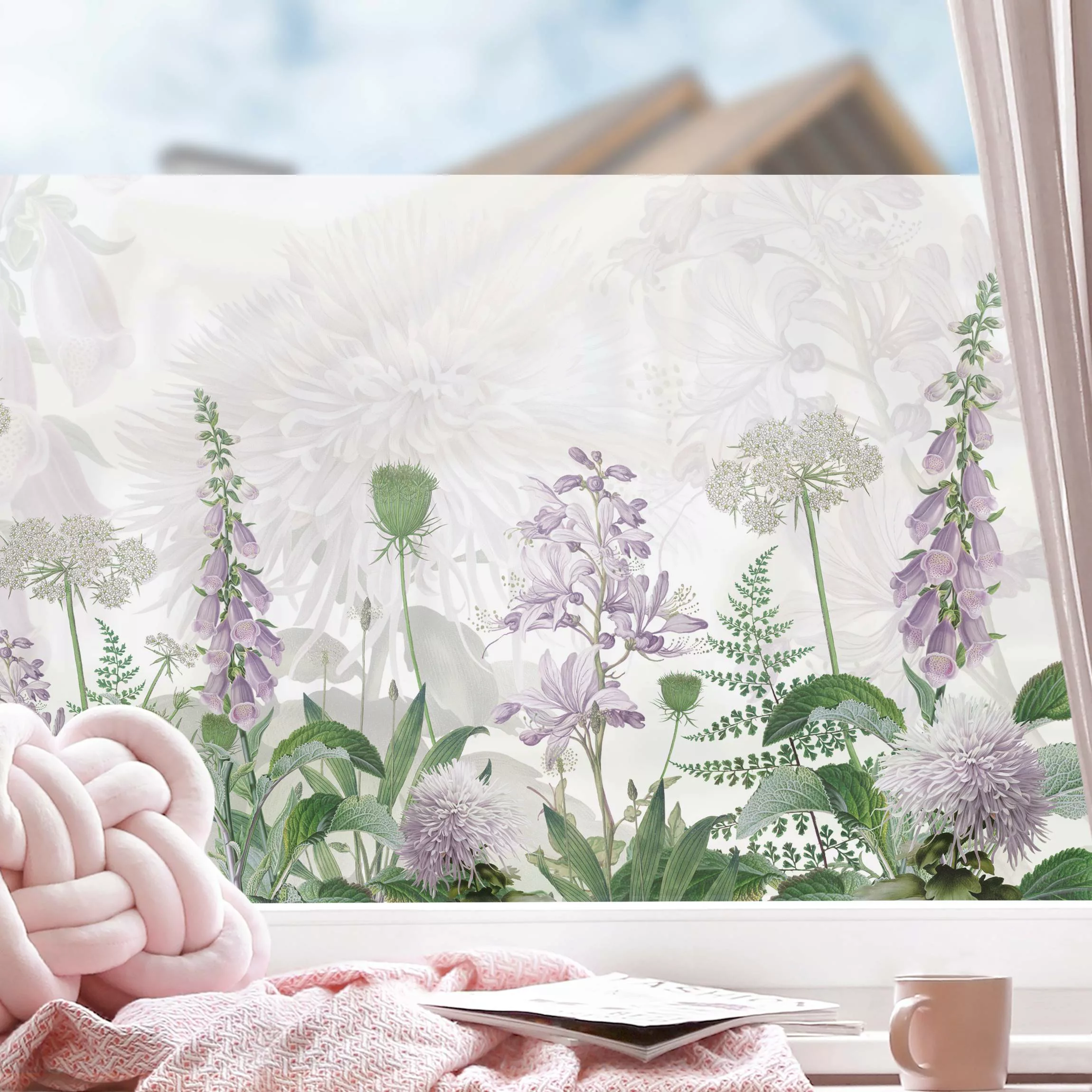 Fensterfolie Fingerhut in zarter Blumenwiese günstig online kaufen