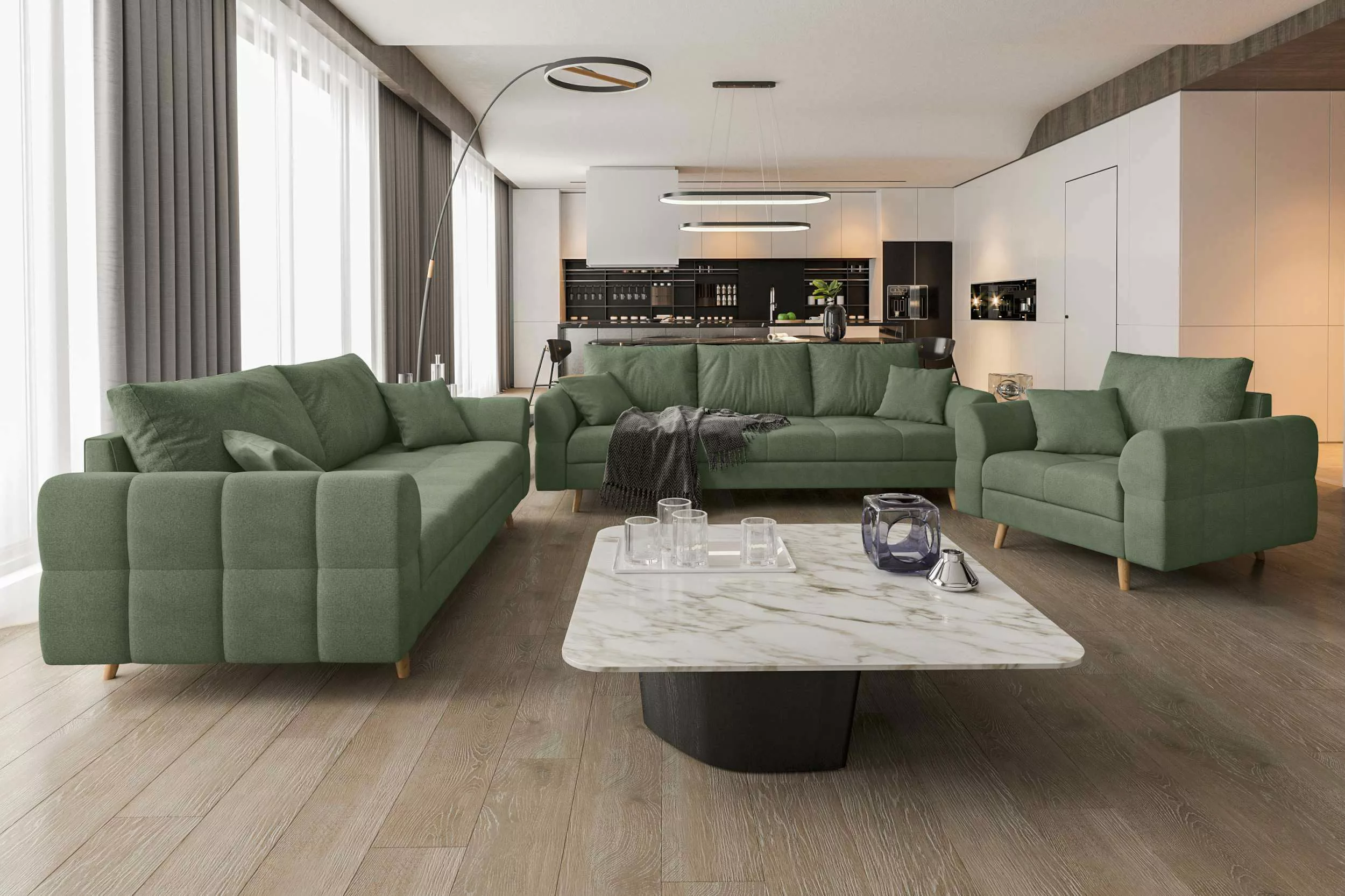 99rooms Polstergarnitur Bello, (Couchgarnitur, Set (3-tlg), günstig online kaufen