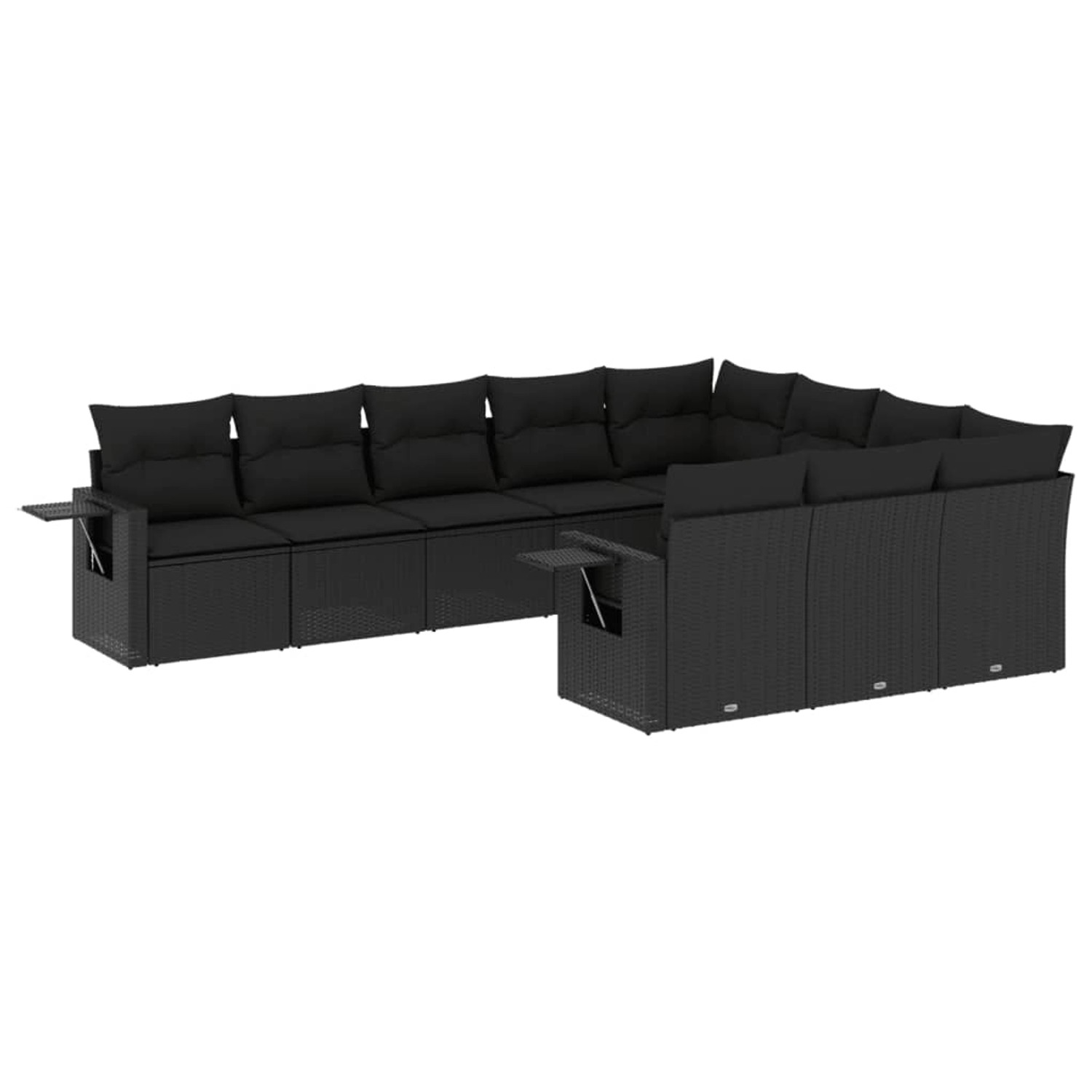 vidaXL 10-Tlg Garten-Sofagarnitur mit Kissen Schwarz Poly Rattan 3253022 günstig online kaufen