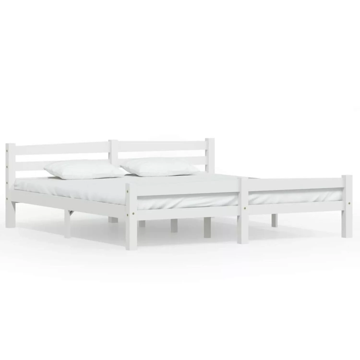 vidaXL Bettgestell Massivholzbett Weiß Kiefer 180x200 cm Doppelbett Bett Be günstig online kaufen