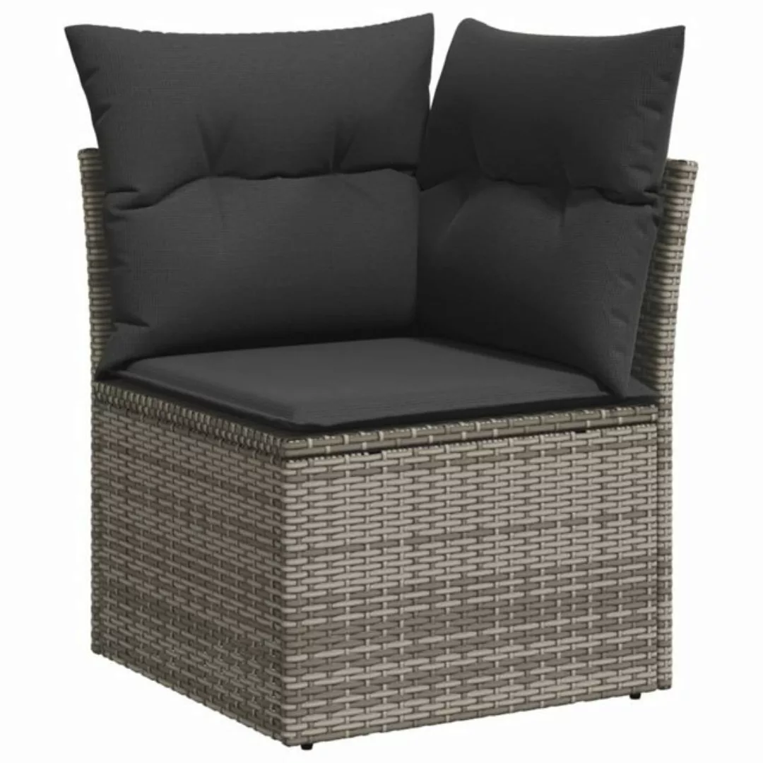 vidaXL Loungesofa Garten-Ecksofa mit Kissen Grau Poly Rattan, 1 Teile günstig online kaufen