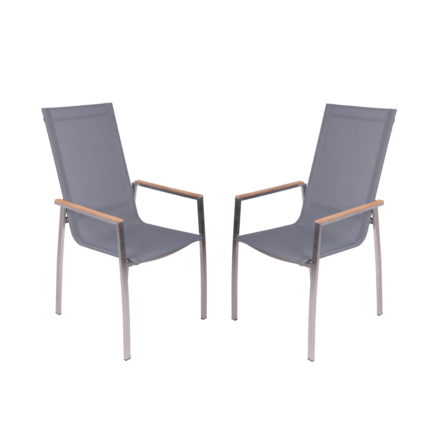 Garden Pleasure Stapelstuhl Pavia 2er Set 103 x 61 x 56 cm Grau-Schwarz FSC günstig online kaufen