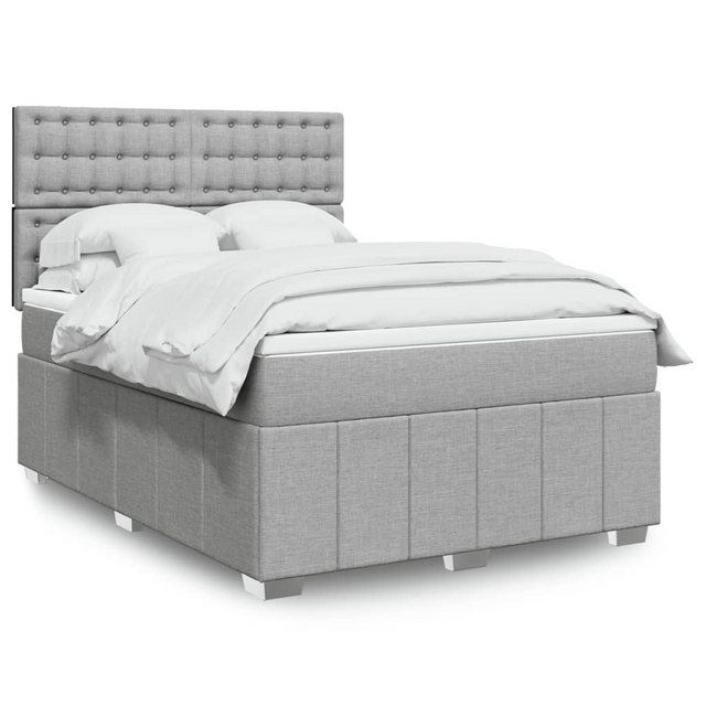 vidaXL Boxspringbett, Boxspringbett mit Matratze Hellgrau 140x200 cm Stoff günstig online kaufen