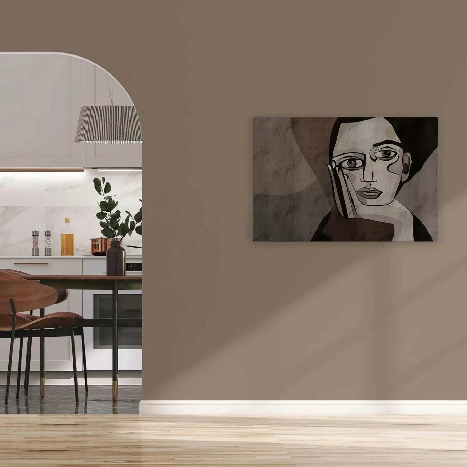 Bricoflor Abstraktes Bild Auf Leinwand Grau In 90 X 60 Cm Kunst Wandbild Mi günstig online kaufen