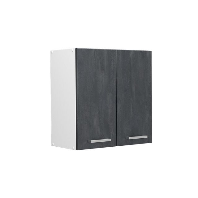 Livinity® Hängeschrank Küchenoberschrank R-Line 60 cm Weiß Schwarz Beton günstig online kaufen