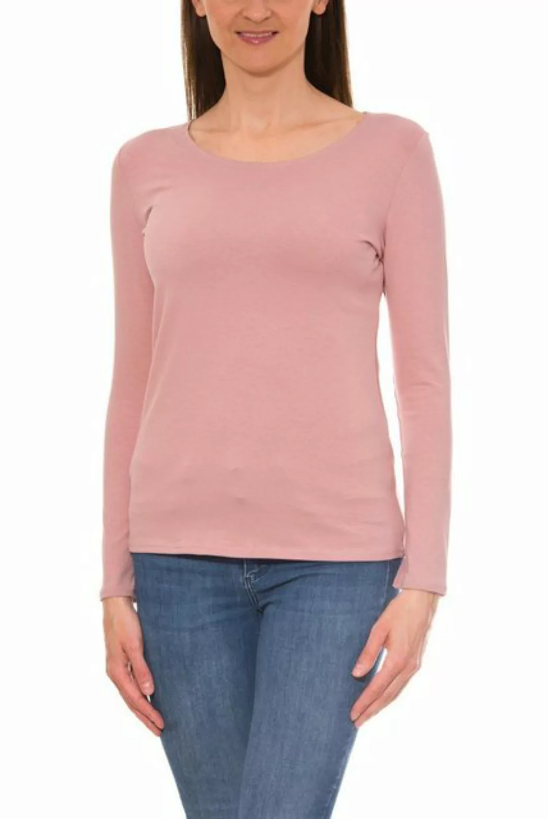 Alkato Longshirt Alkato Damen Langarm Shirt mit O-Ausschnitt günstig online kaufen