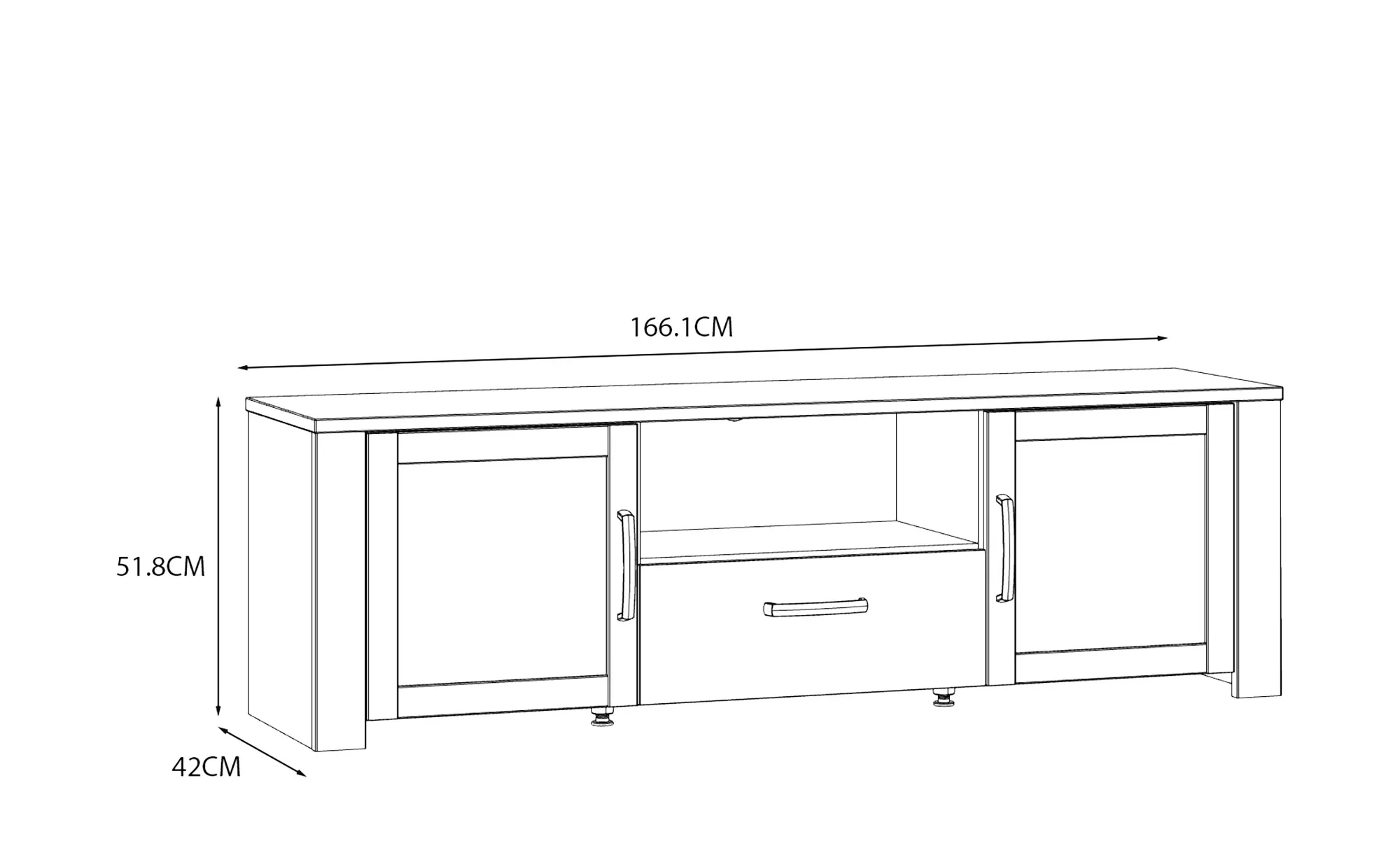 Lowboard  Toneo ¦ weiß ¦ Maße (cm): B: 166 H: 52 T: 42 Kommoden & Sideboard günstig online kaufen