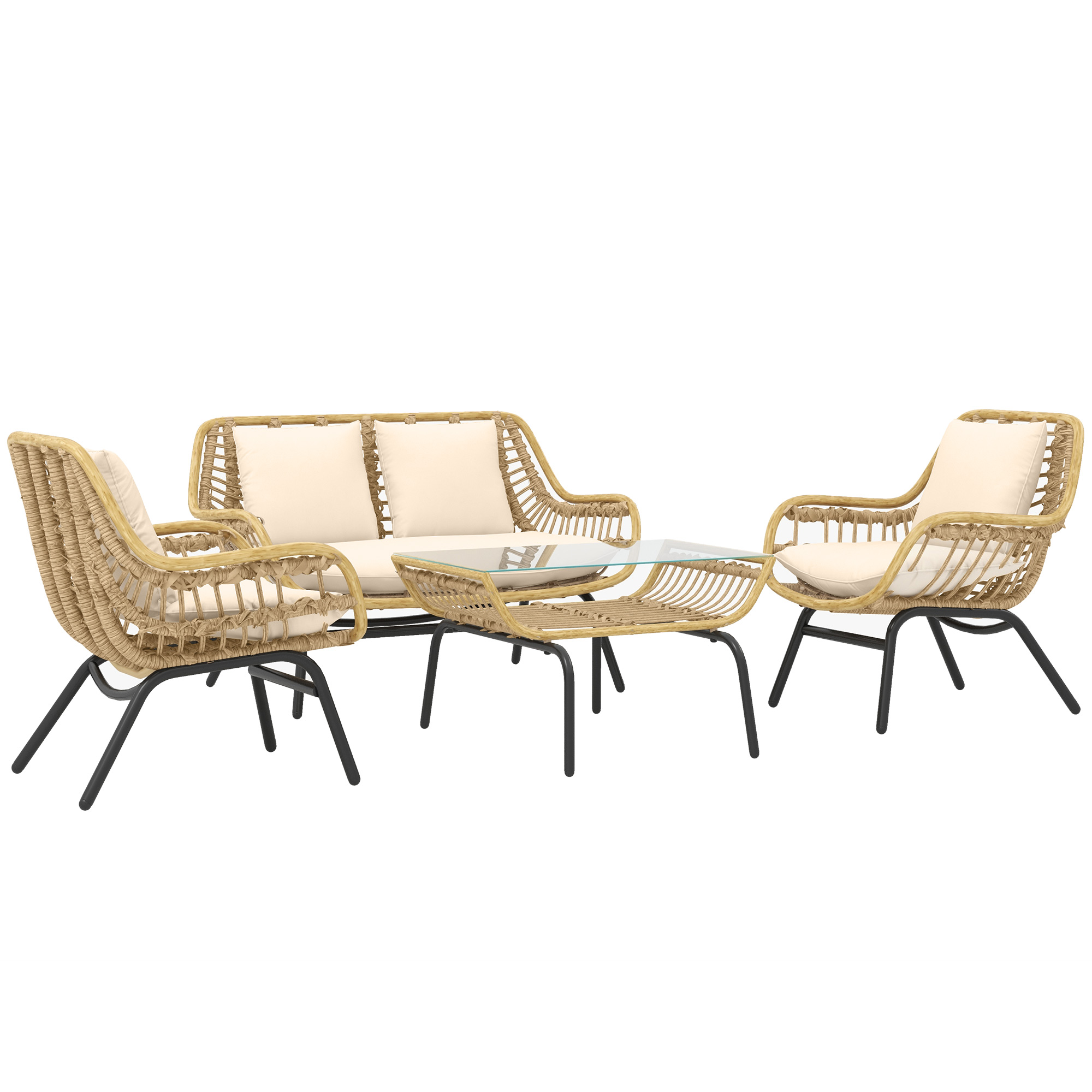 Outsunny Sitzgruppe, Outdoor Sitzgarnitur, Gartenmöbel Set mit Beistelltisc günstig online kaufen