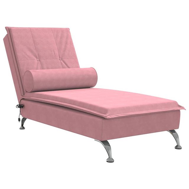 vidaXL Chaiselongue, Massage-Chaiselongue mit Nackenrolle Rosa Samt günstig online kaufen