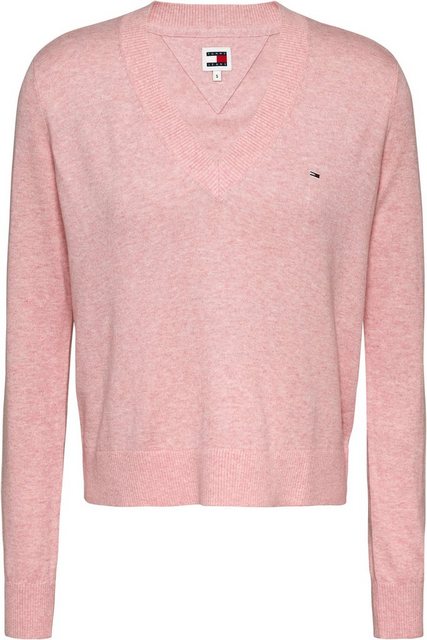 Tommy Jeans Strickpullover TJW ESSENTIAL VNECK SWEATER EXT mit Logostickere günstig online kaufen