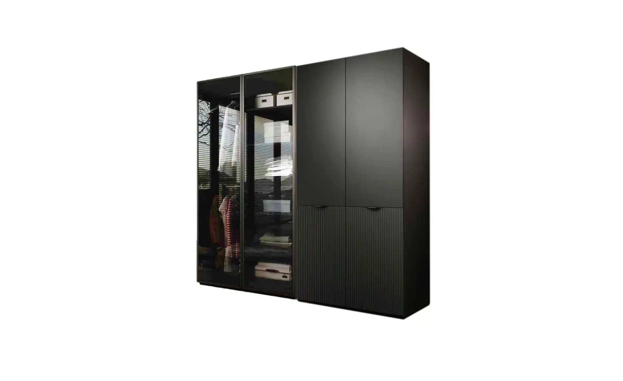 Drehtürenschrank 4 türig Sandbox ¦ schwarz ¦ Maße (cm): B: 202 H: 200 Schrä günstig online kaufen