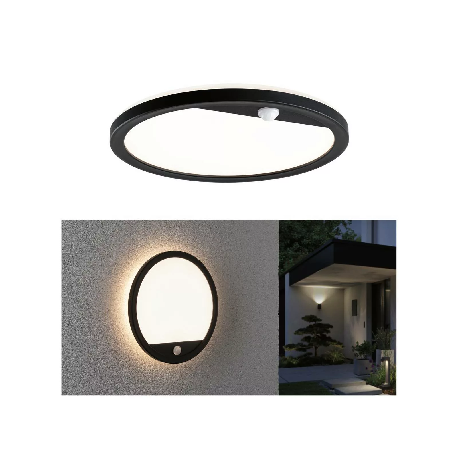 Paulmann Lamina Sensor-Wandlampe 830 rund schwarz günstig online kaufen