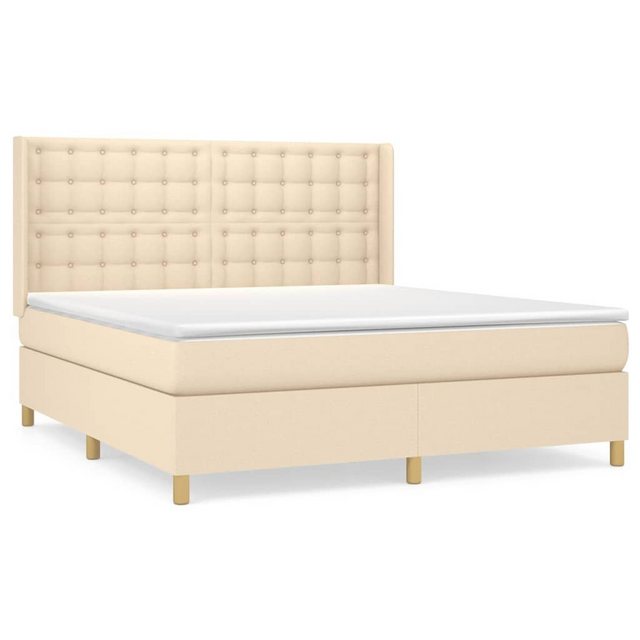 vidaXL Bettgestell Boxspringbett mit Matratze Creme 180x200 cm Stoff Bett B günstig online kaufen