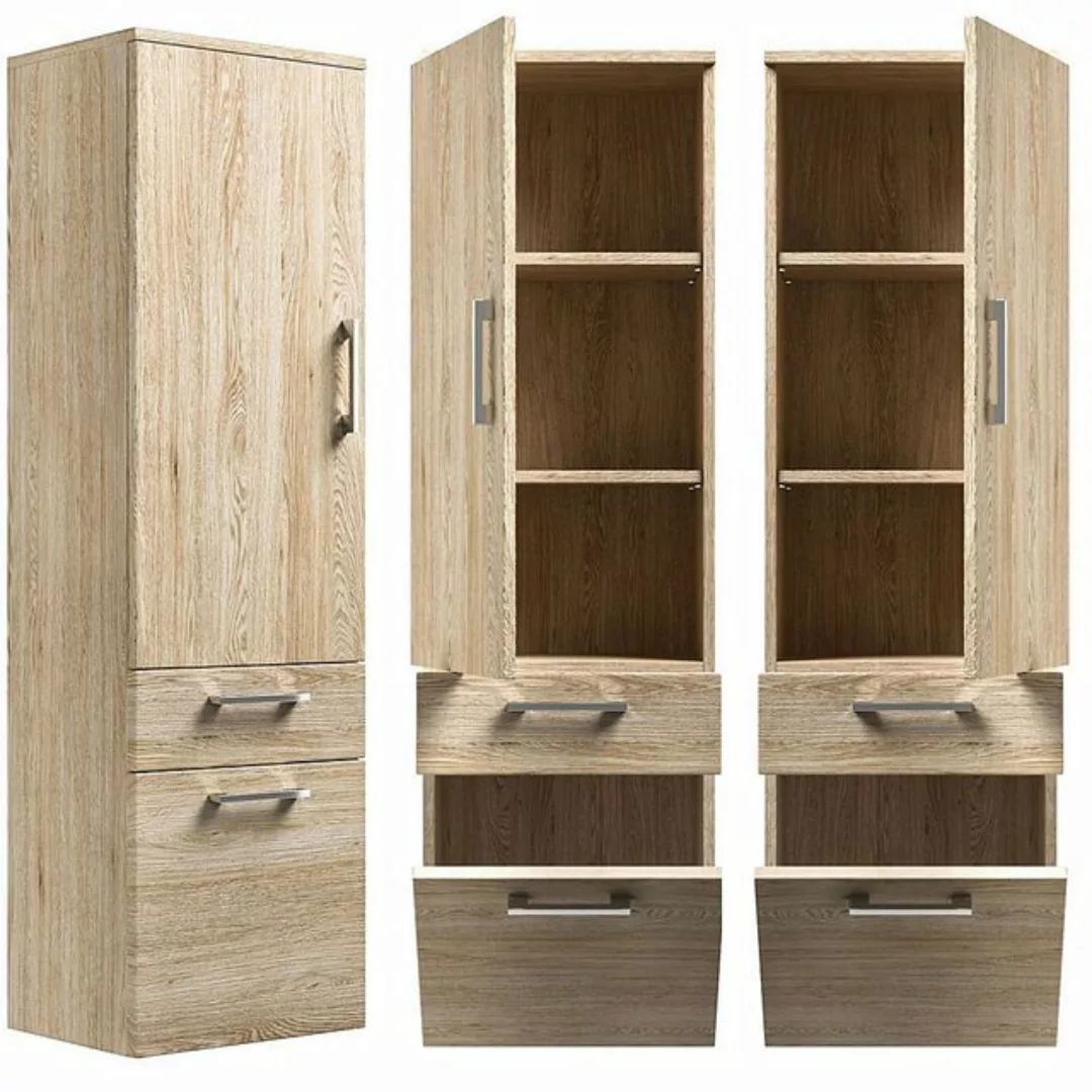 Lomadox Hochschrank RIMAO-100 Eiche hell, B x H x T ca.: 35,20 x 120 x 35,8 günstig online kaufen