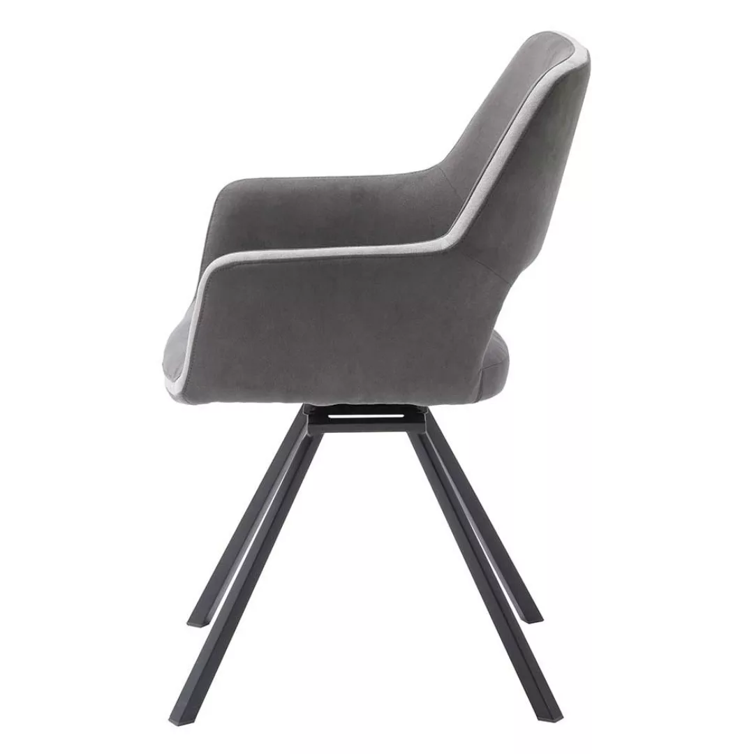 Moderne Esszimmerstühle in Dunkelgrau Microfaser Armlehnen (2er Set) günstig online kaufen
