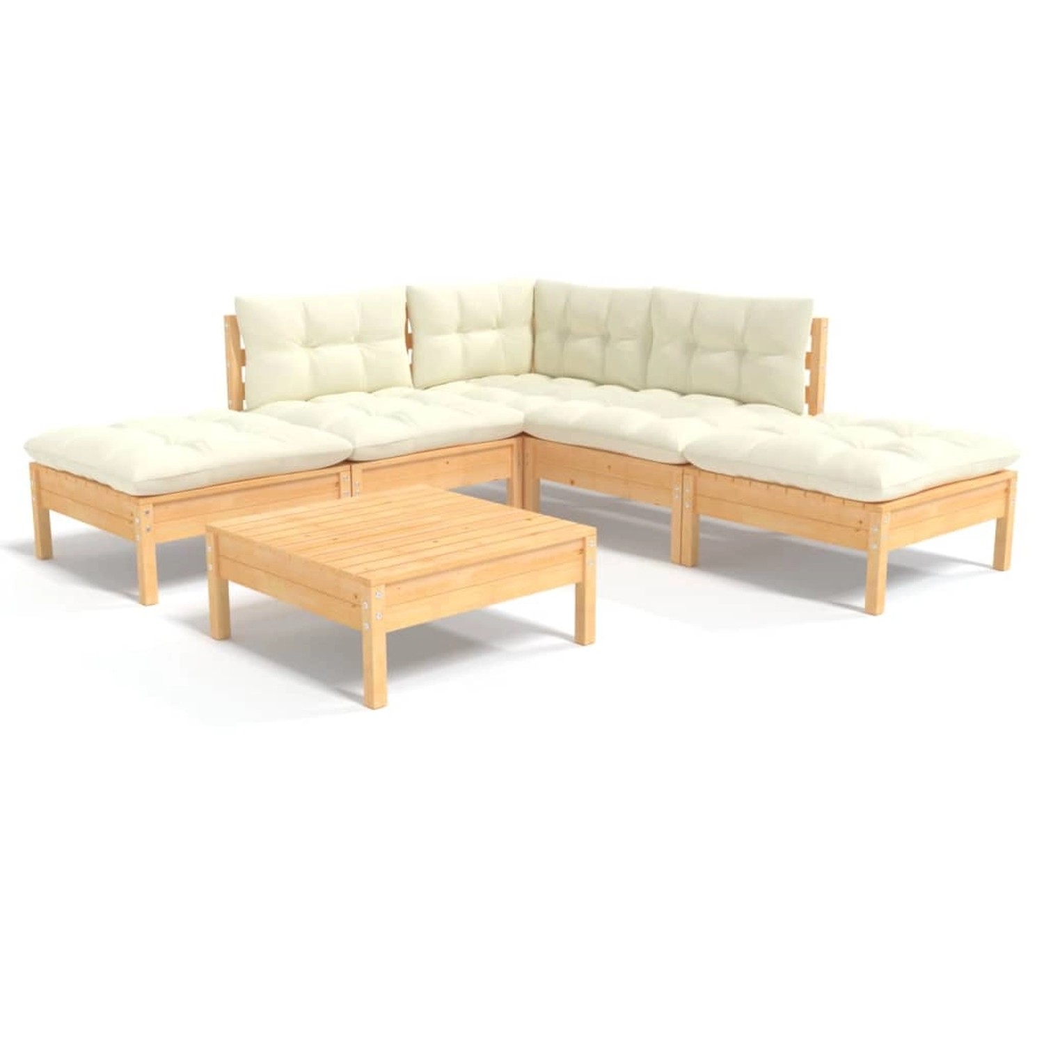 vidaXL 6-tlg Garten-Lounge-Set mit Creme Kissen Kiefernholz Modell 5 günstig online kaufen