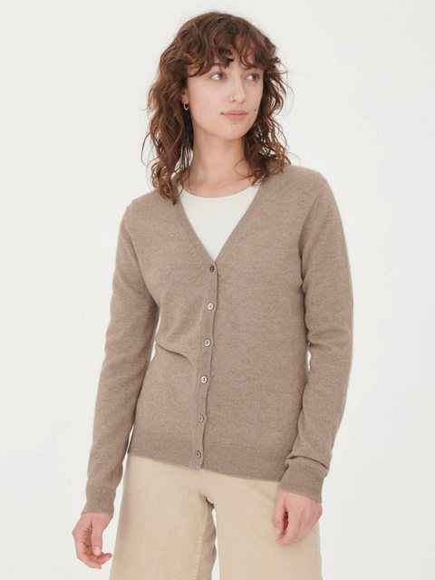 GOBI Cashmere Strickjacke Naturfarbe V-Ausschnitt Kaschmirstrickjacke günstig online kaufen