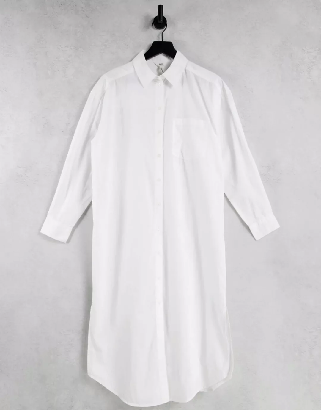 Object – Langes Oversize-Hemd aus Bio-Baumwolle in Weiß günstig online kaufen