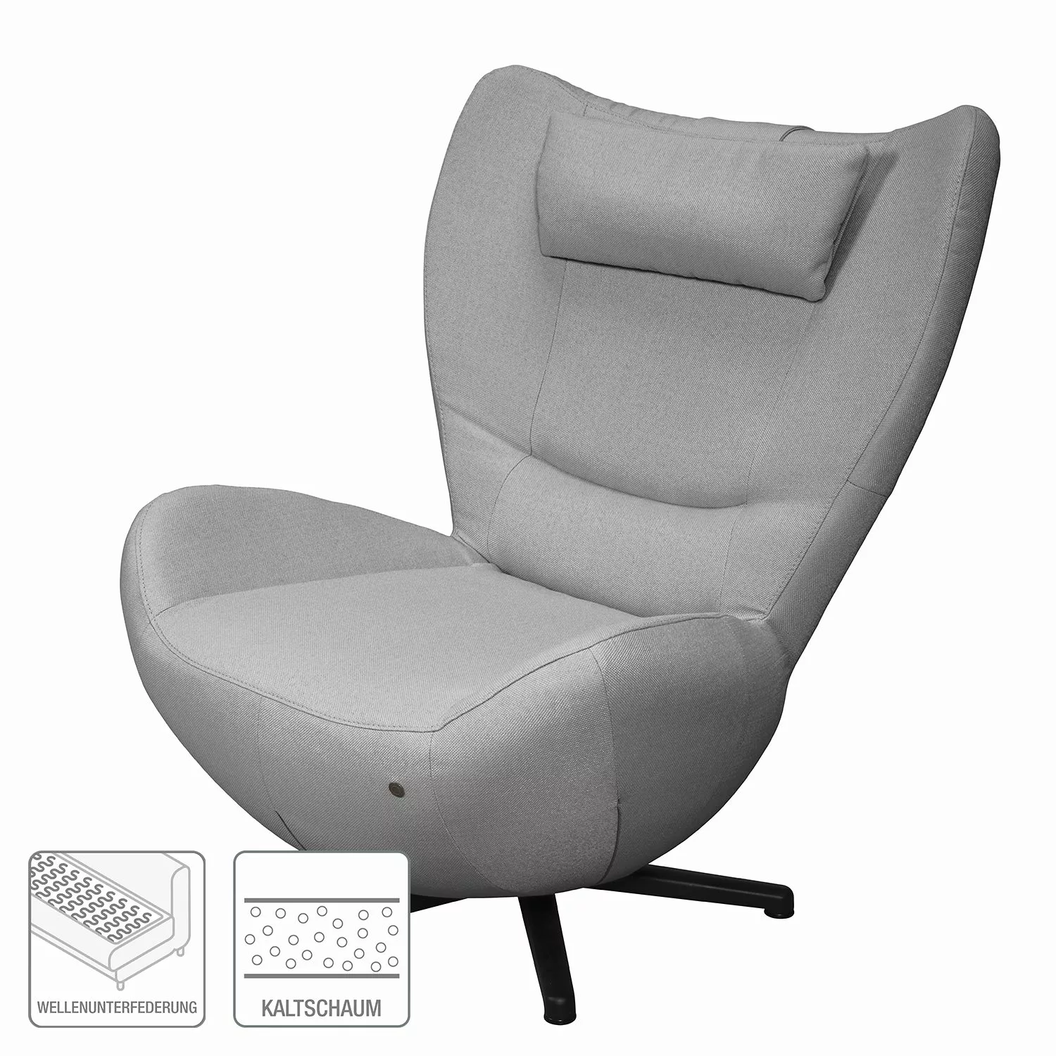 home24 Tom Tailor Sessel Tom Pure Hellgrau Webstoff 92x101x95 cm (BxHxT) günstig online kaufen