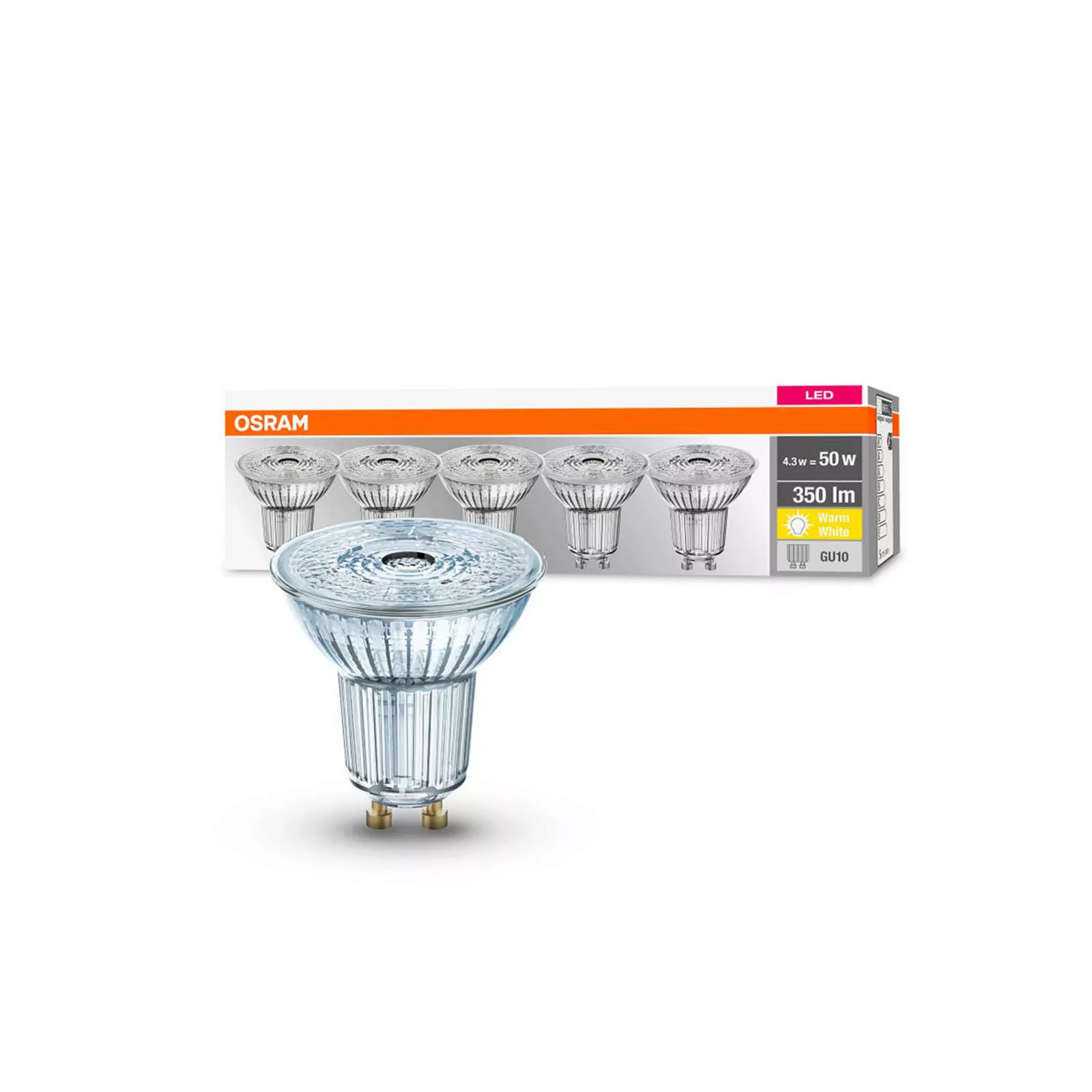 OSRAM LED-Reflektor GU10 4,3W 36° 2.700K 350lm 5er günstig online kaufen