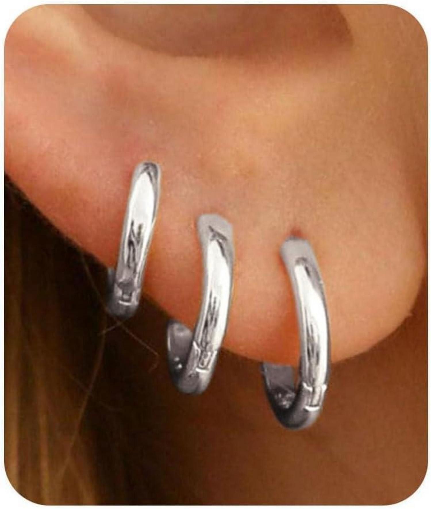 LuxusKollektion Schmuckset 3 Paar Creolen Silber günstig online kaufen