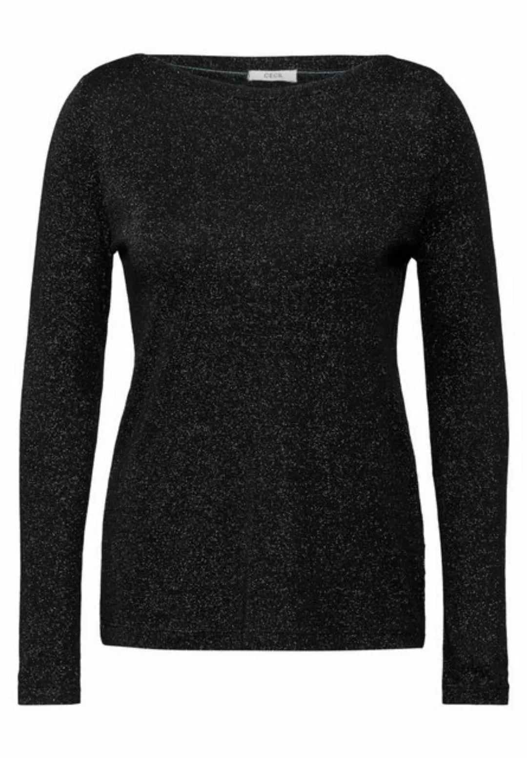 Cecil Langarmshirt – Glitzerndes Longsleeve mit U-Boot-Ausschnitt günstig online kaufen