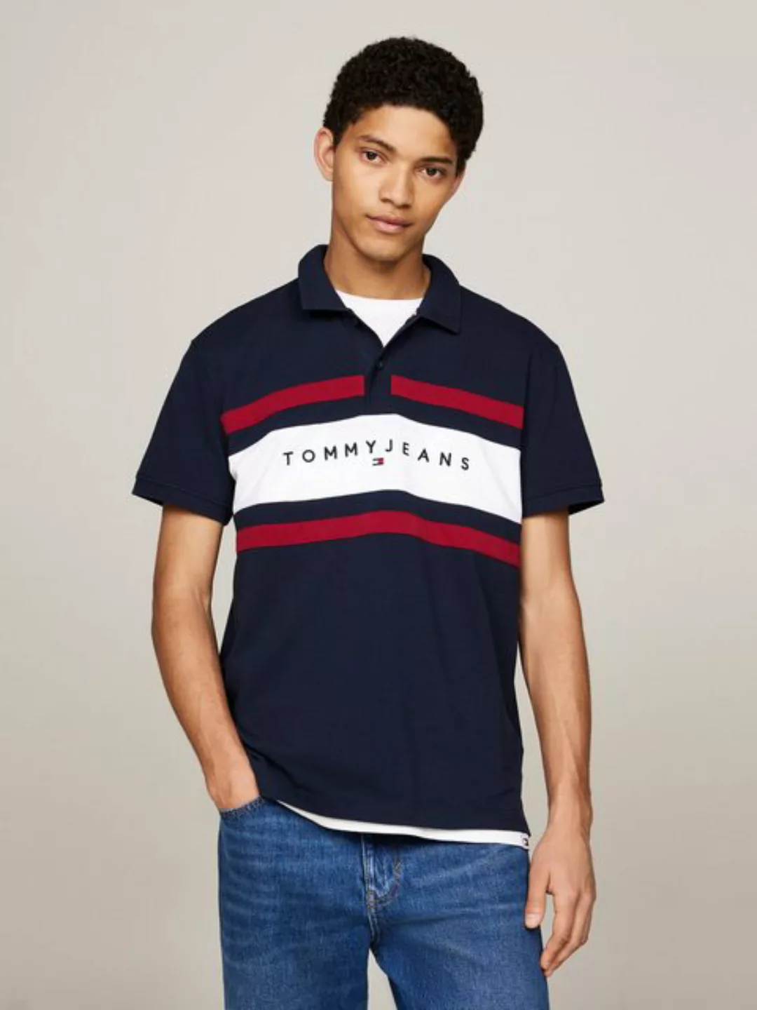 Tommy Jeans Poloshirt TJM COLORBLOCK LINEAR POLO mit Logoschriftzug günstig online kaufen