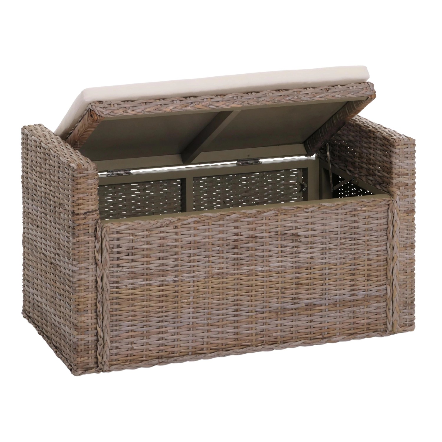 MCW Sitzbank Genua Rattan Staufach Grau-Braun günstig online kaufen
