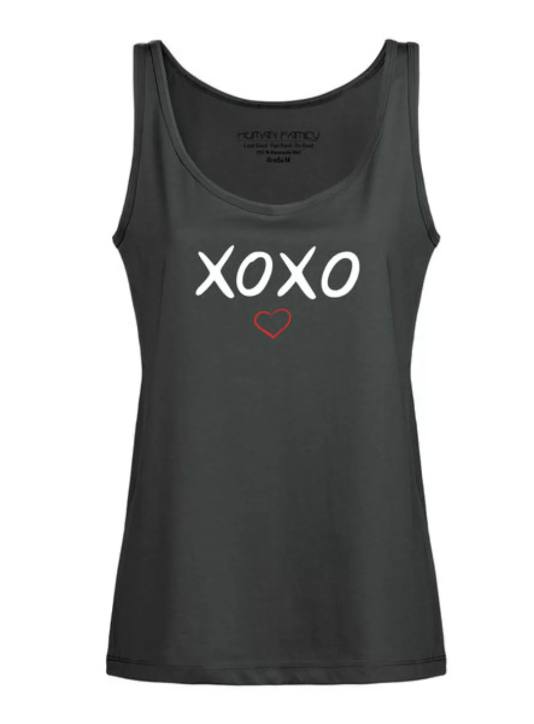 Weitfließendes Damen Tanktop "Flow Xoxo" In Anthrazit günstig online kaufen