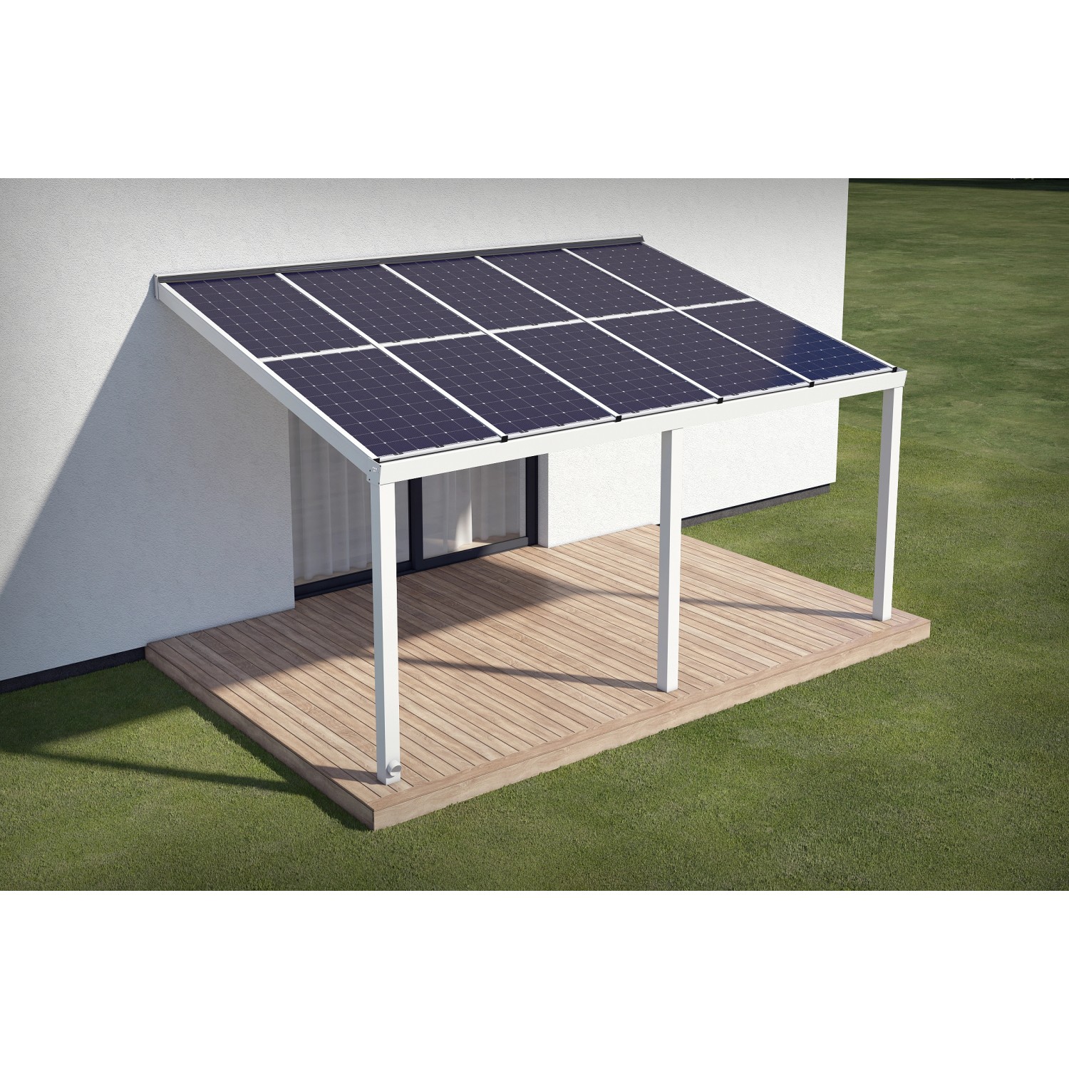 ePIT PV-Terasse 3,7 kW Neigung 5° Weiß 542 cm x 363 cm Regenabfluss Links günstig online kaufen