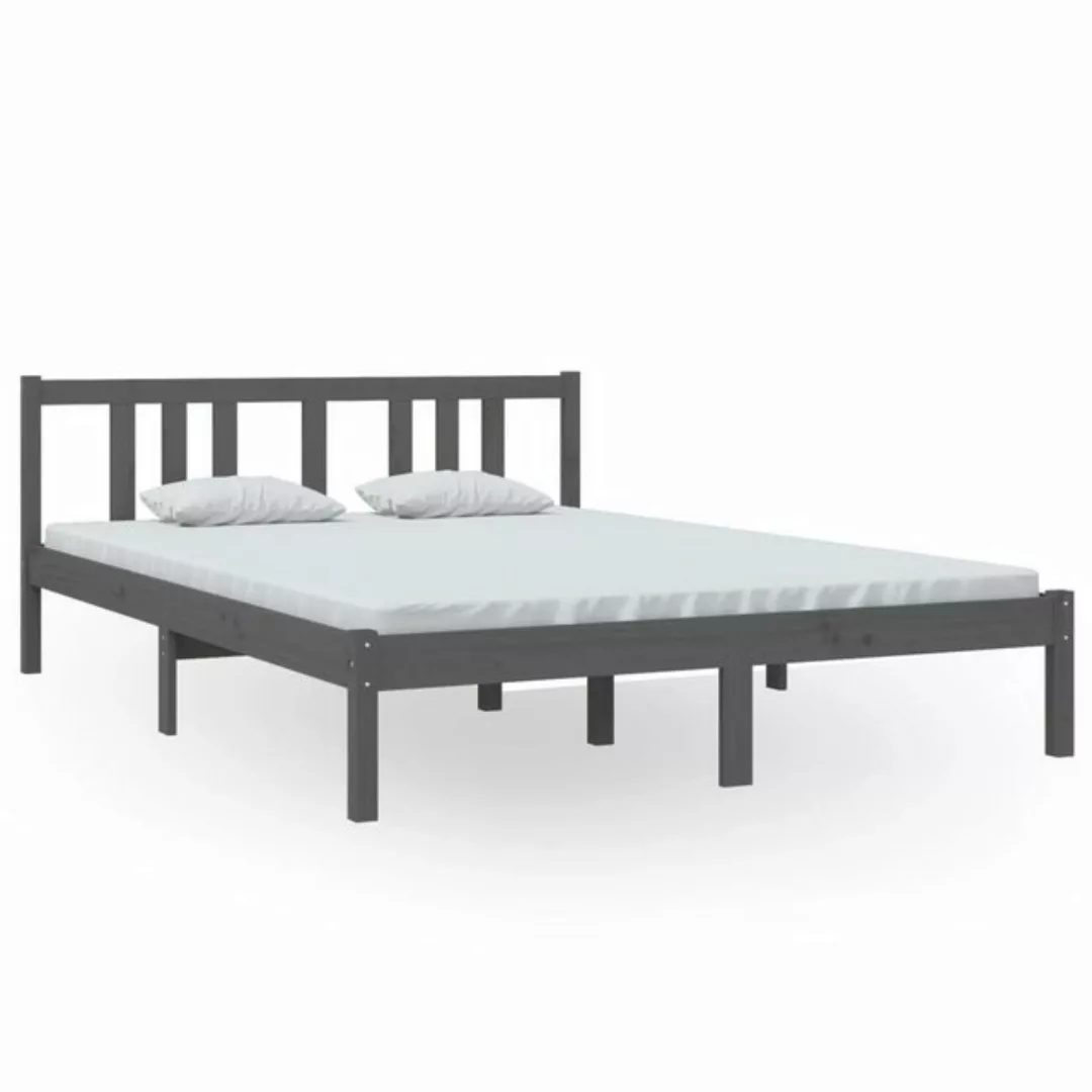 furnicato Bett Massivholzbett Grau 140x200 cm günstig online kaufen