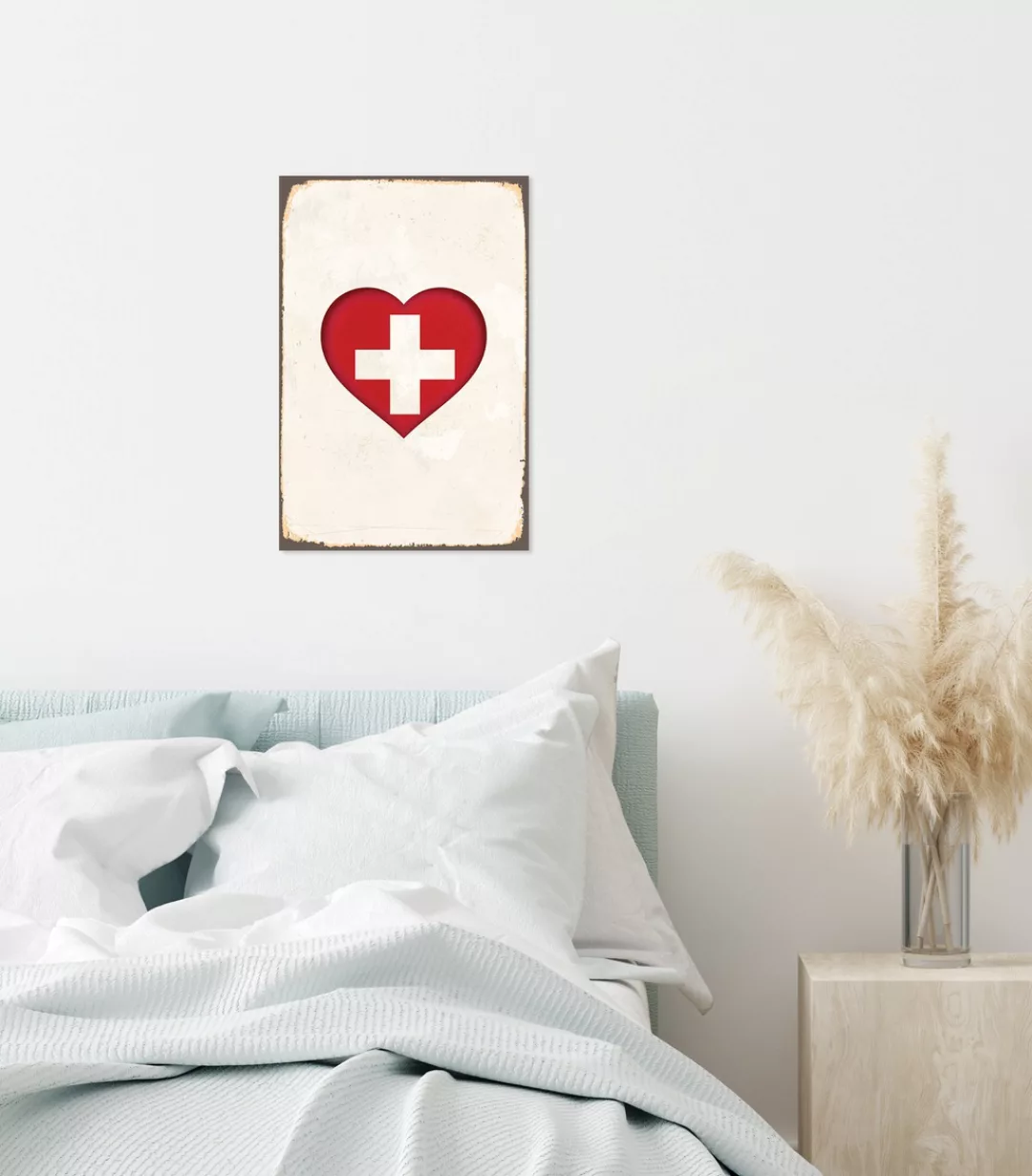 queence Metallbild "Heart for Switzerland", Schweiz, Blechschilder günstig online kaufen