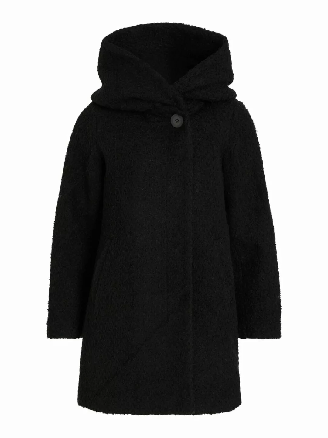VILA Wollgemisch Kapuzen Mantel Damen Schwarz günstig online kaufen