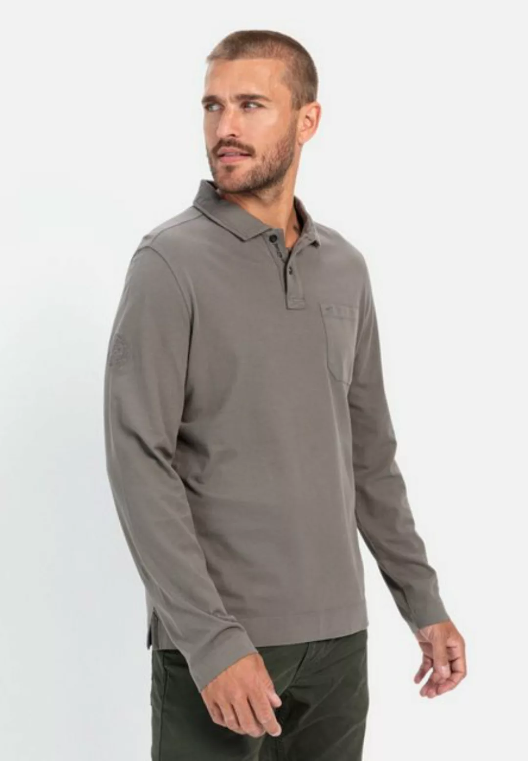 camel active Poloshirt aus zertifiziertem Organic Cotton Shirts_Langarm-Pol günstig online kaufen