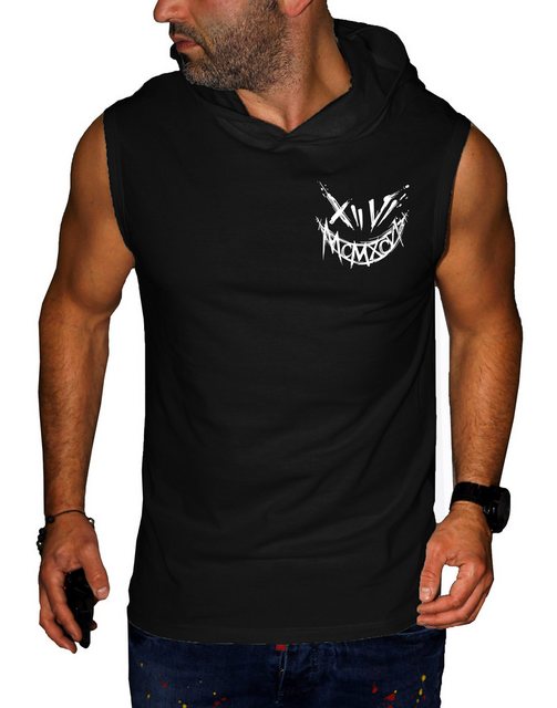 RMK Tanktop Herren Muskelshirt Gym Shirt Smiley Smyle mit Kapuze Ärmellos günstig online kaufen