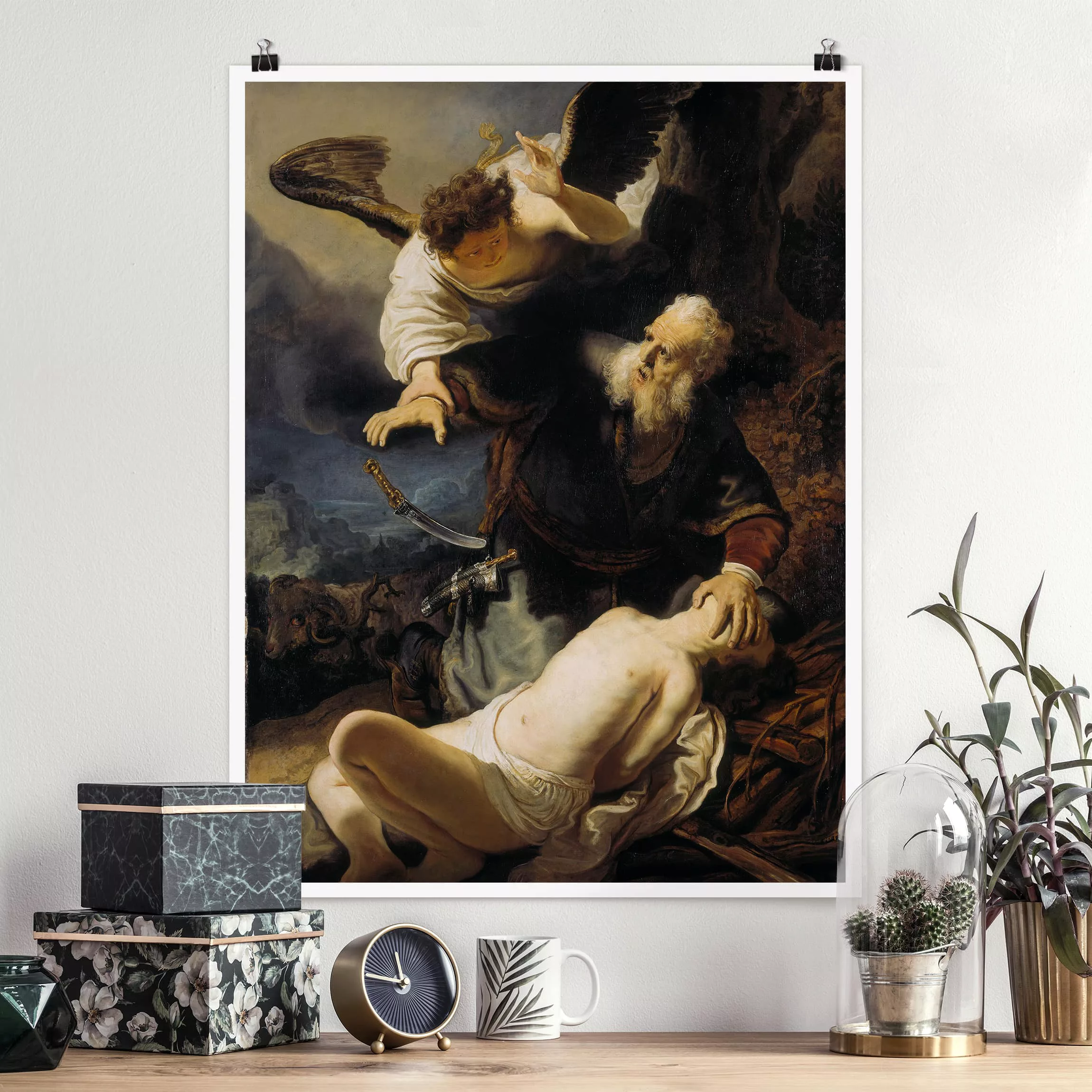 Poster Kunstdruck - Hochformat Rembrandt van Rijn - Die Opferung Isaaks günstig online kaufen