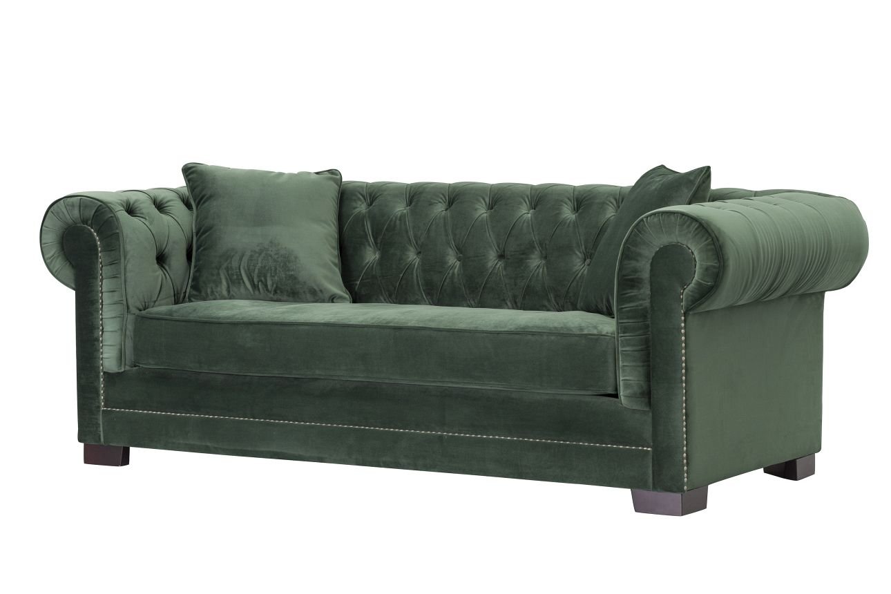 Sofa Chesterfield Classic Velvet Deep Forest 3-Sitzer, 218 x 96 x 77 cm günstig online kaufen