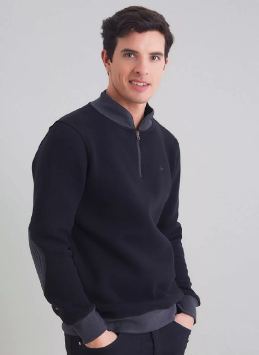 Sweatshirt Aus Bio Baumwolle Mit Stehkragen Und Reissverschluss günstig online kaufen