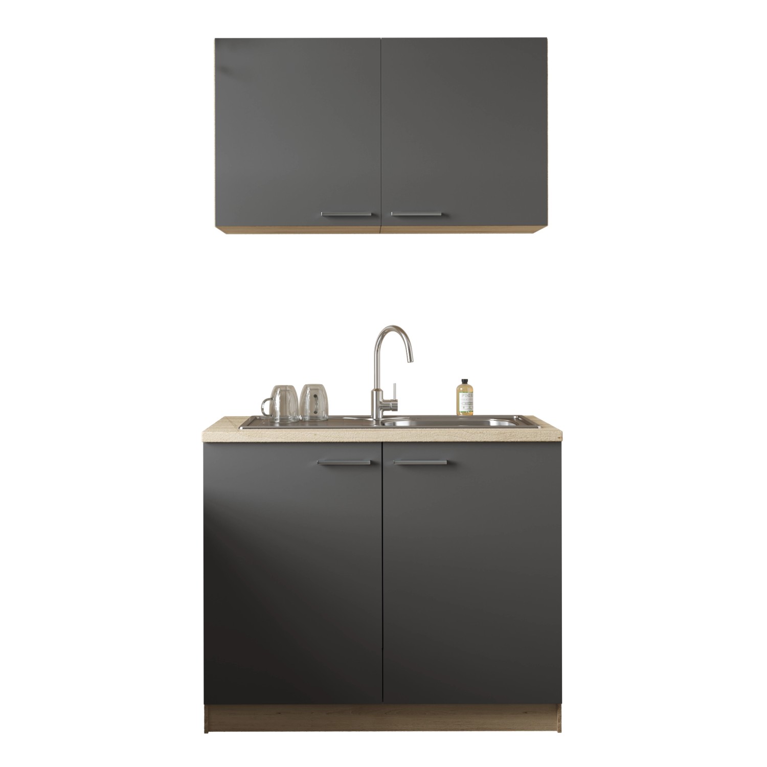 Respekta Küchenmöbel-Set 2 Merle 100 cm Grau günstig online kaufen
